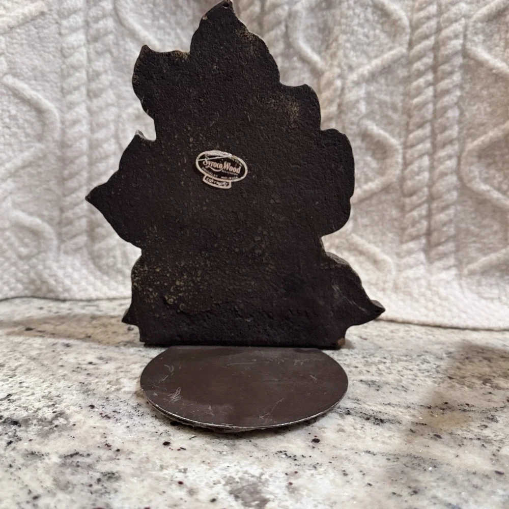 Vintage Syroco Wood Style Floral Figural Wild Rose Bookend Decor Flower Gold MCM